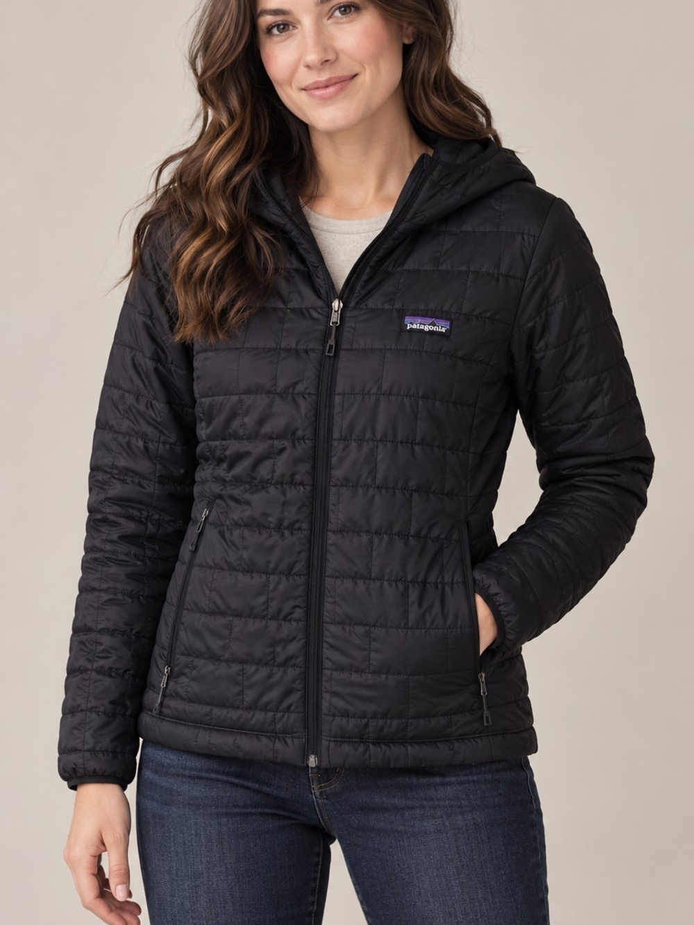 Patagonia Black Quilted Hooded Puffer Jacket